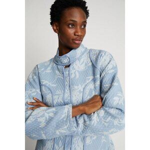 💕MUNTHE💕 Sahnely Quilted Jacket Light Blue Abstract Botanical Print 38 EU NWT